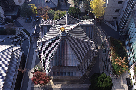 上空から見た六角堂