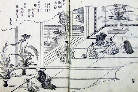 江戸時代に池坊で行われた立花会を描いた絵図